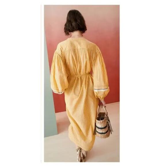 NWT ULLA JOHNSON Rabea striped cotton midi dress Size 8 - Picture 2 of 11